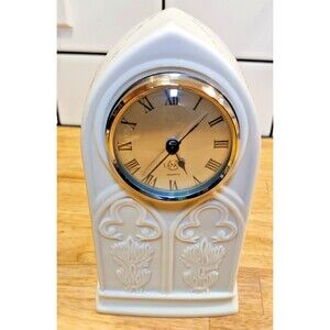LENOX FLEUR DE LIS COLLECTION PLATINUM MANTLE CLOCK-Works!